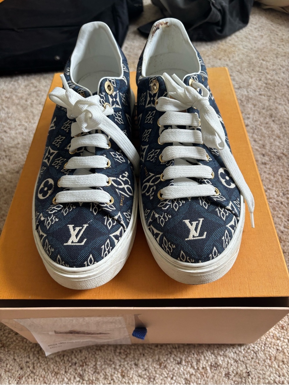 Louis Vuitton Since 1854 Blue Canvas Time Out Sneaker size 10.5